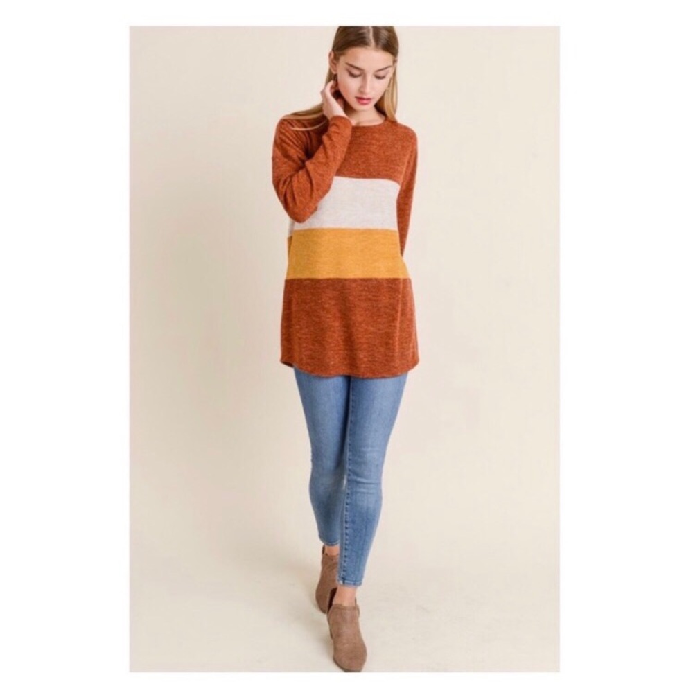 🏅HP 10/14!!🏅 🍁New Color Block Shirt🍁 - Picture 7 of 12